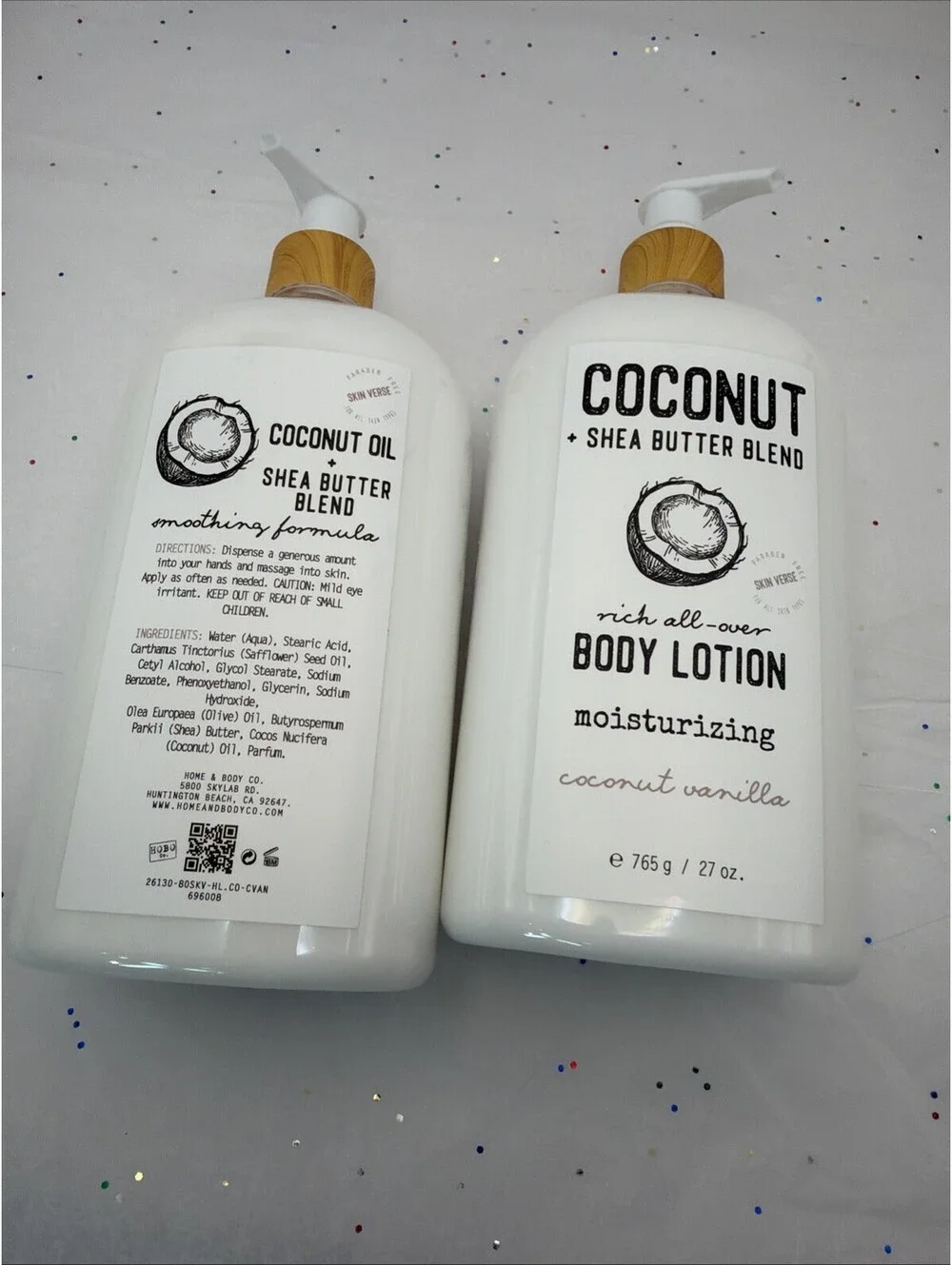 Home & Body Coconut Shea Butter Lotion 2 Pack 27oz Coconut Vanilla Body Cream